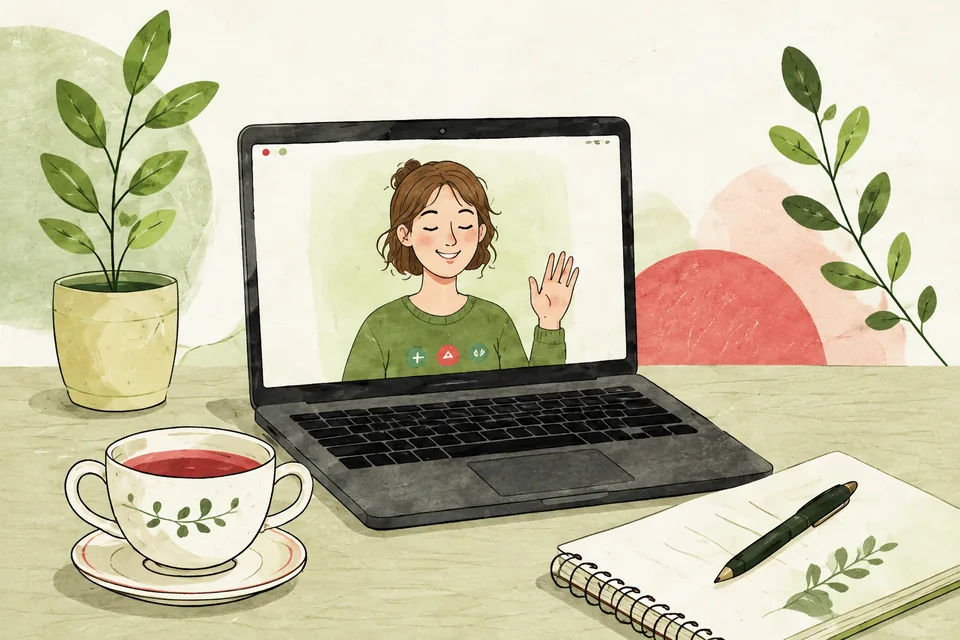 Ilustración de una sesión psicológica online en computador